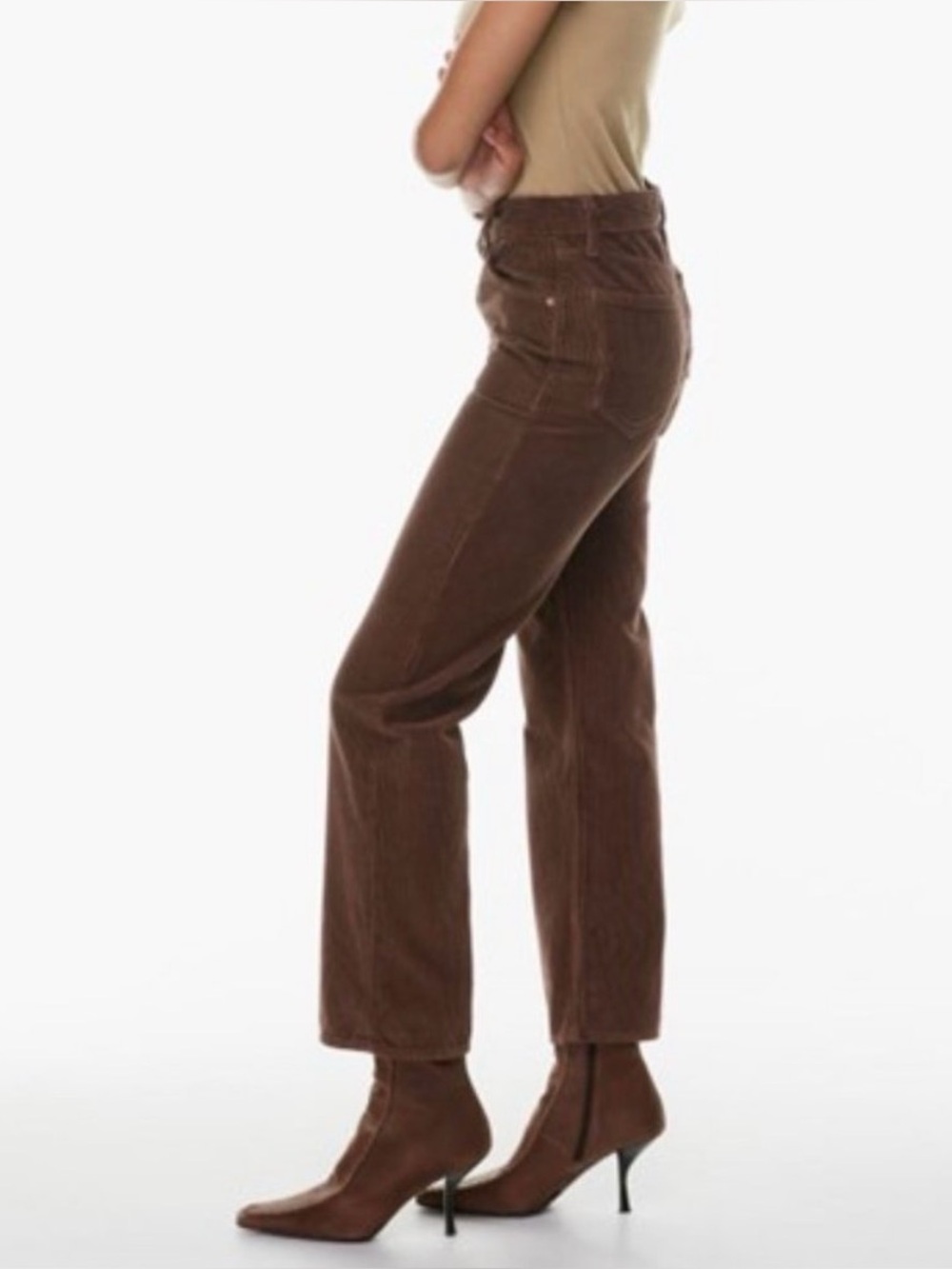 Aritzia | Denim Forum Arlo High Rise Straight Corduroy brown Pant womens size 26